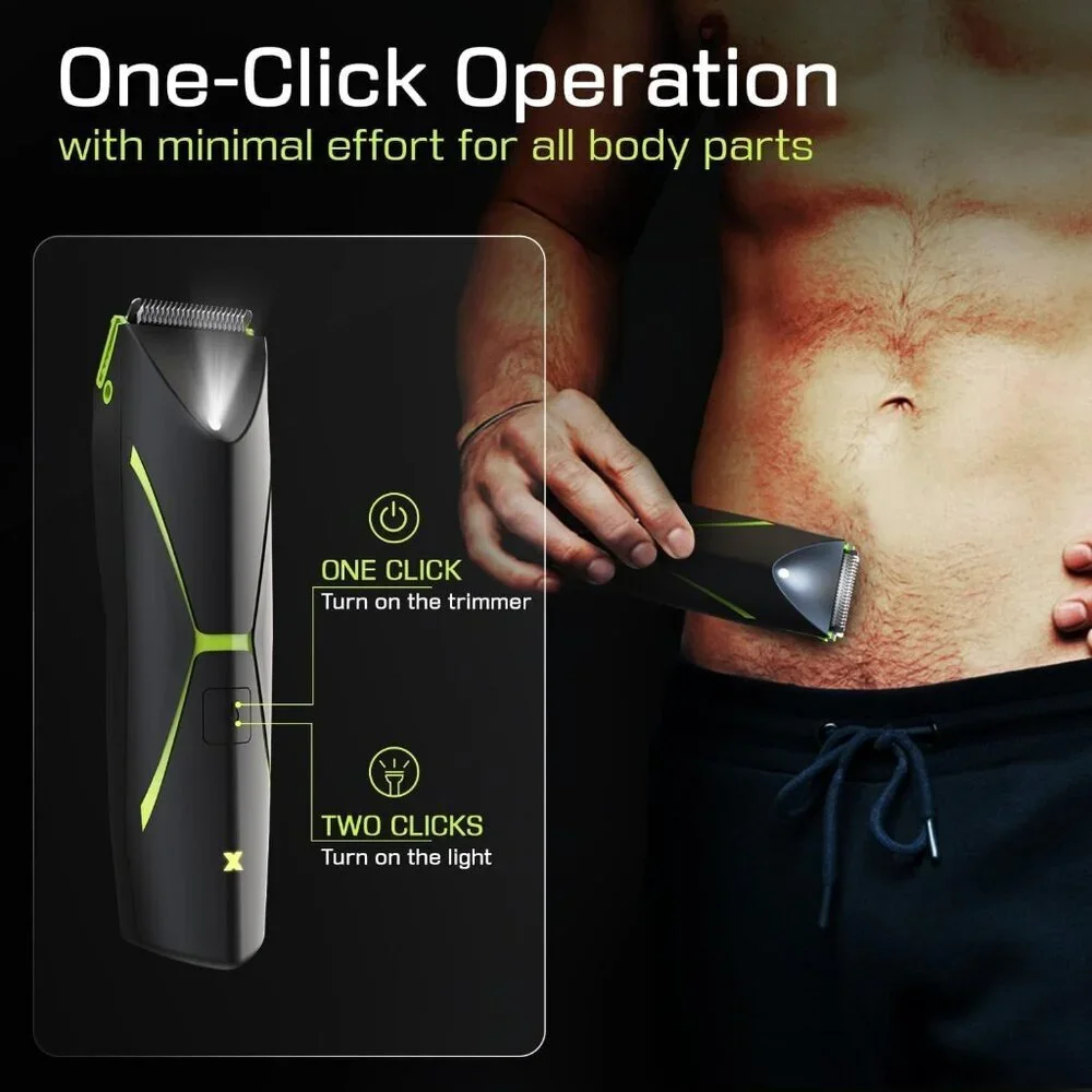 Men’s Electric Body Hair Trimmer – Waterproof Groin & Ball Groomer, Cordless Rec
